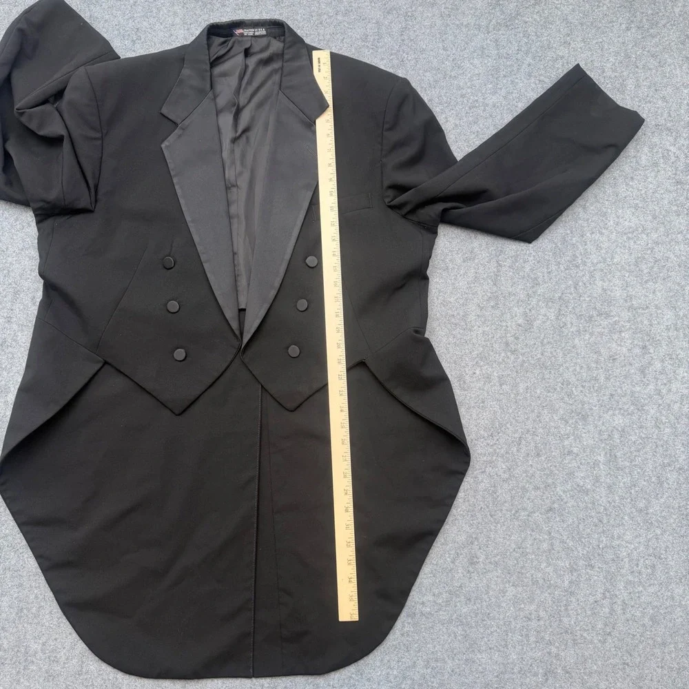Oscar de la Renta Formal Mens Black Tuxedo Tailcoat Double Breasted Jacket USA